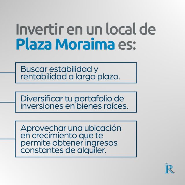 Invierte con visión y forma parte del crecimiento con Plaza Moraima. 📈 ¡El momento es ahora!

#InversionesRentables #PlazaMoraima #CrecimientoFinanciero